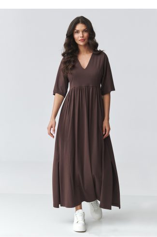 Brown Daydress in Day Dresses with Cotton and Spandex