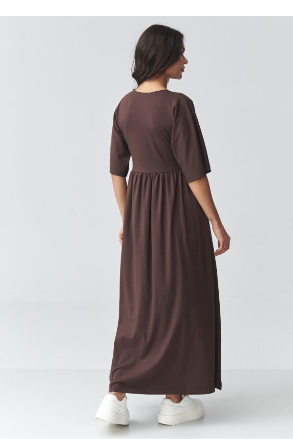 Brown Daydress in Day Dresses with Cotton and Spandex