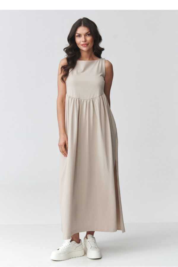 Beige Daydress in Day Dresses with Cotton and Spandex