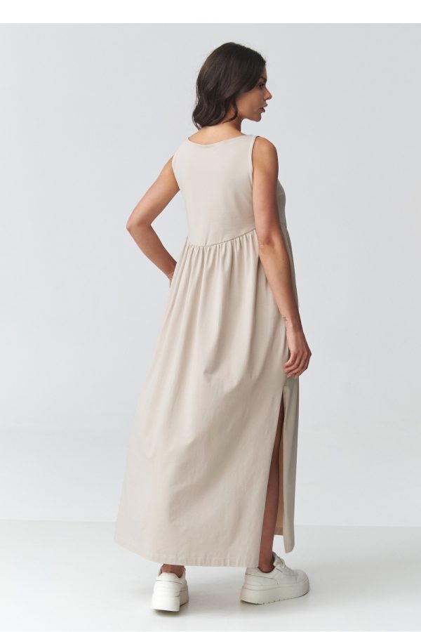Beige Daydress in Day Dresses with Cotton and Spandex