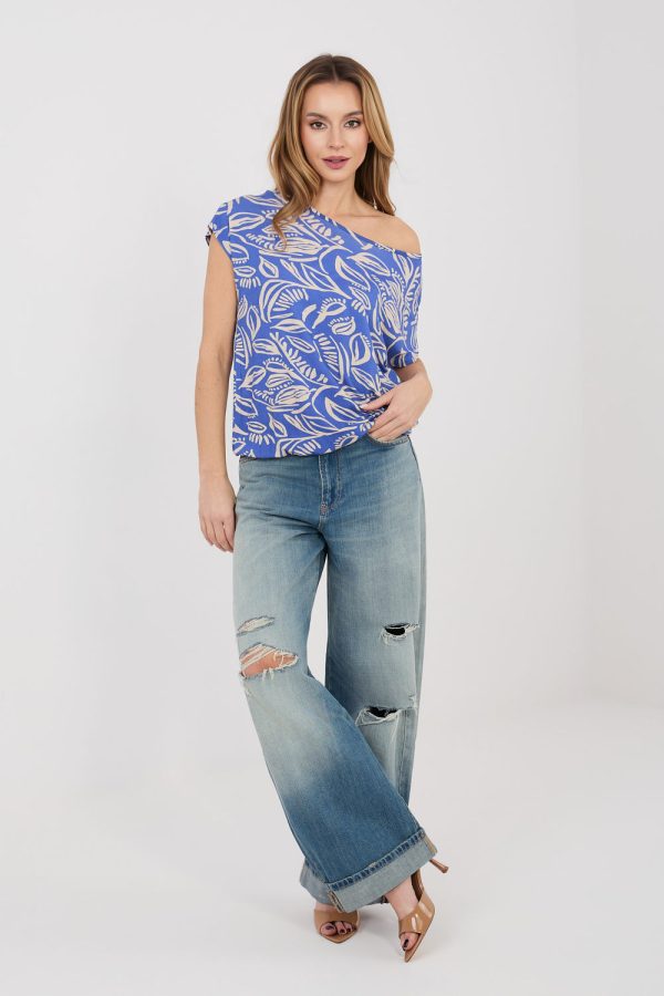 Blue Blouse in Women`s Blouses, Tunics with Viscose
