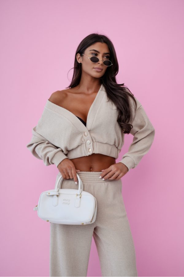 Beige Set in Pants, Trousers, Shorts with Cotton and Spandex