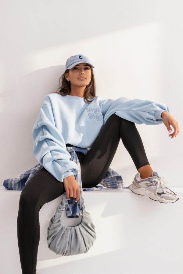Blue Sweatshirt in Sweatshirts For Women with Cotton and Spandex