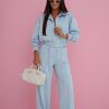 Blue Set in Pants, Trousers, Shorts with Spandex and Viscose