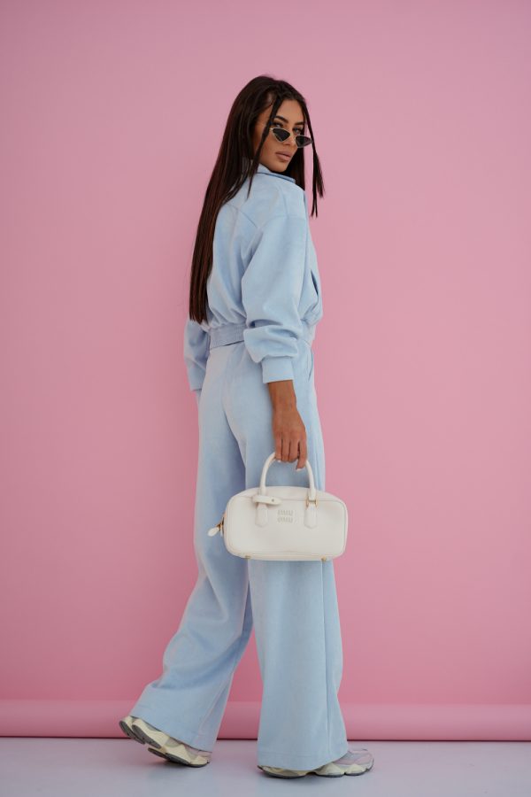 Blue Set in Pants, Trousers, Shorts with Spandex and Viscose
