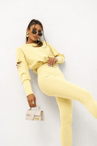 Yellow Set in Pants, Trousers, Shorts with Spandex and Viscose