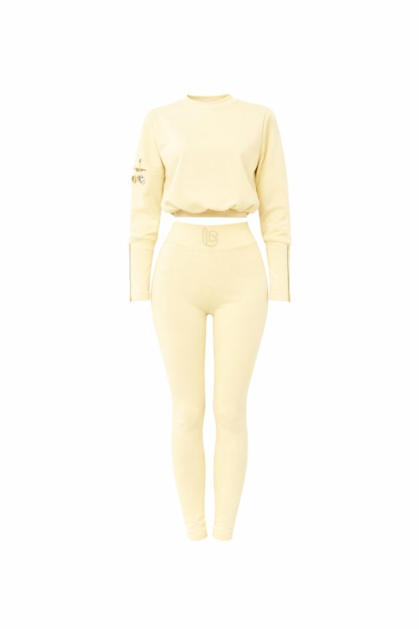 Yellow Set in Pants, Trousers, Shorts with Spandex and Viscose