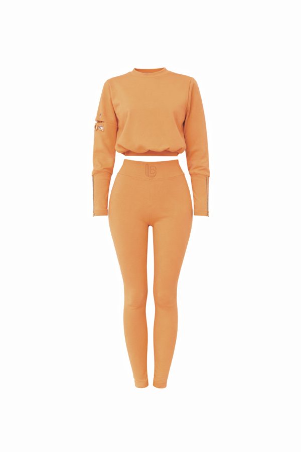 Orange Set in Pants, Trousers, Shorts with Spandex and Viscose