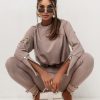 Beige Set in Pants, Trousers, Shorts with Spandex and Viscose