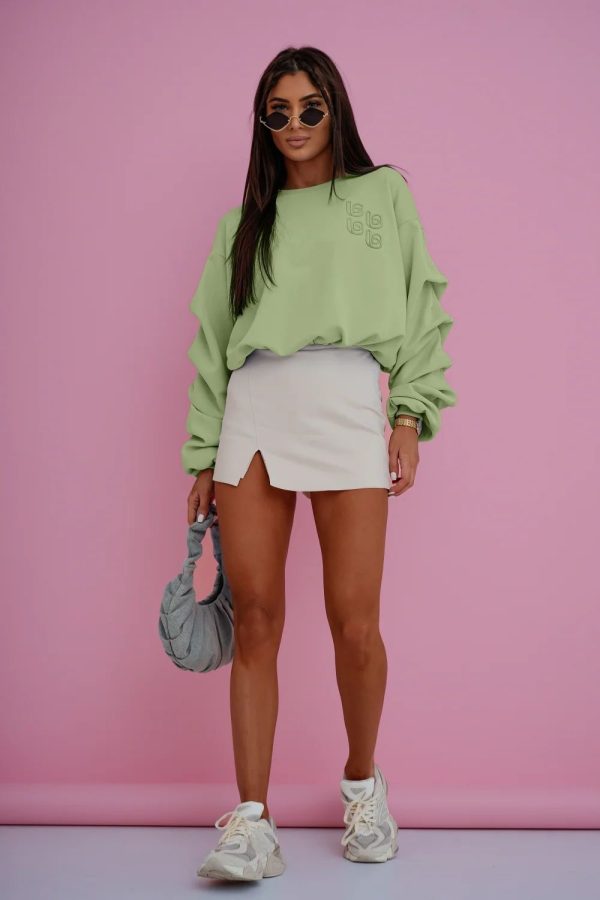 Green Sweatshirt in Sweatshirts For Women with Cotton and Spandex