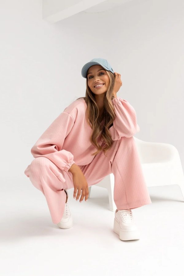 Pink Set in Pants, Trousers, Shorts with Spandex and Viscose