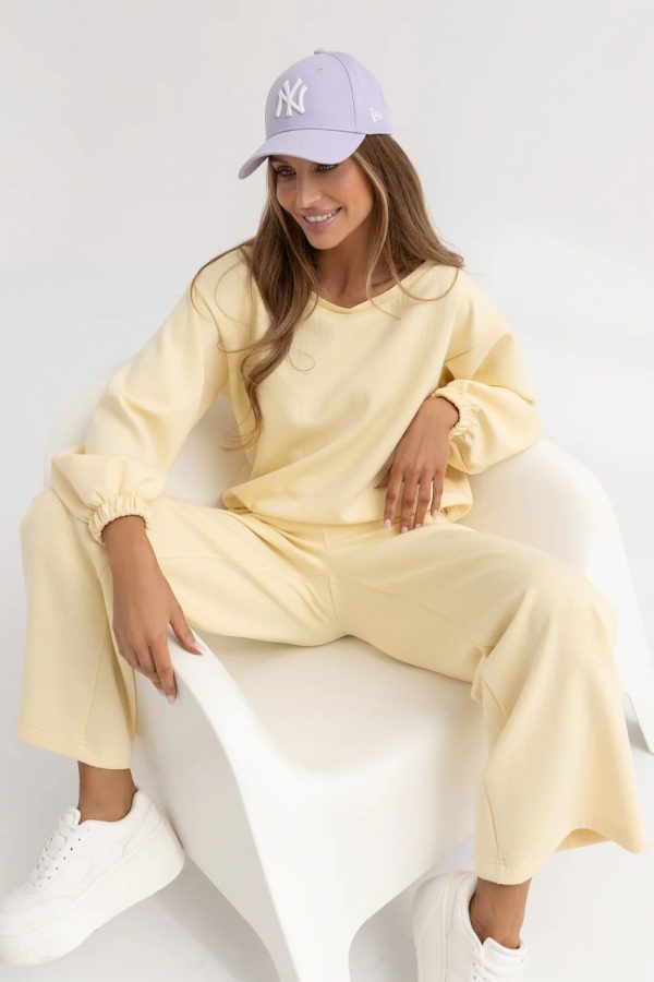 Yellow Set in Pants, Trousers, Shorts with Spandex and Viscose