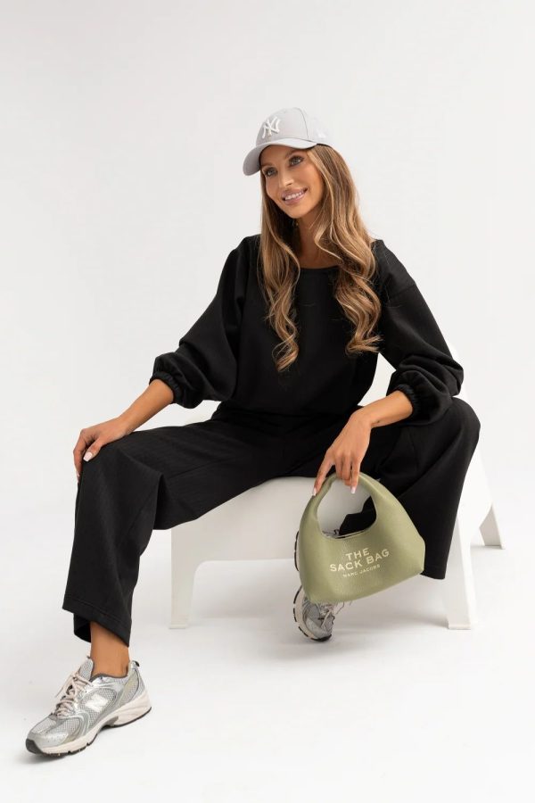 Black Set in Pants, Trousers, Shorts with Spandex and Viscose
