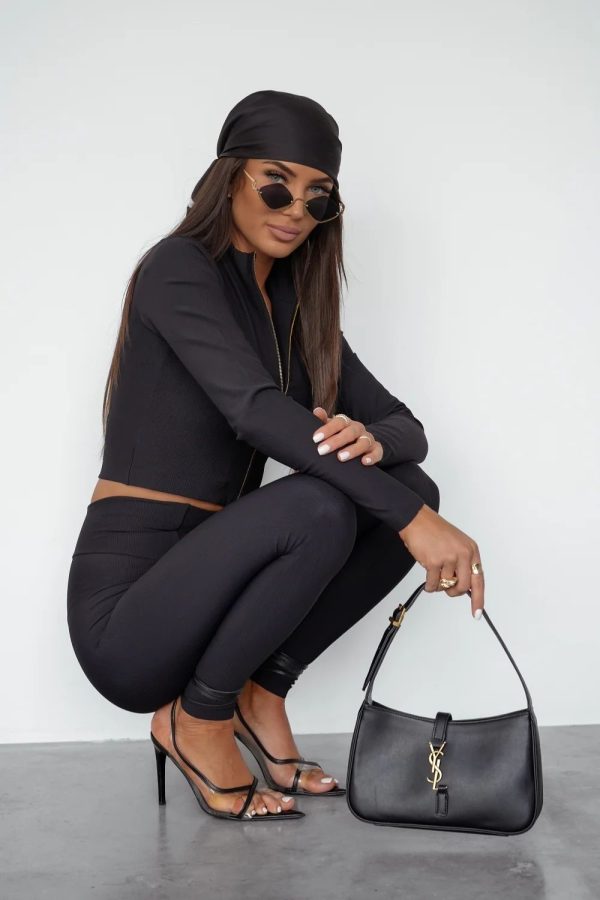Black Set in Pants, Trousers, Shorts with Spandex and Viscose