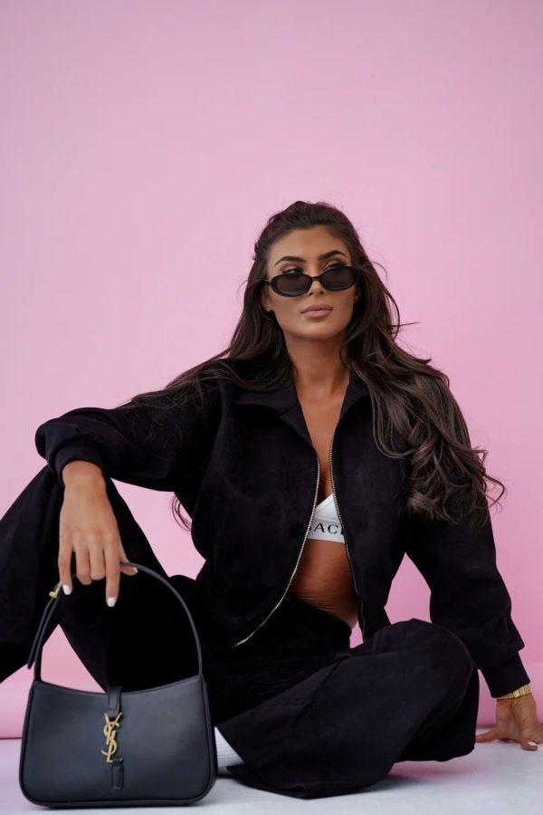 Black Set in Pants, Trousers, Shorts with Spandex and Viscose