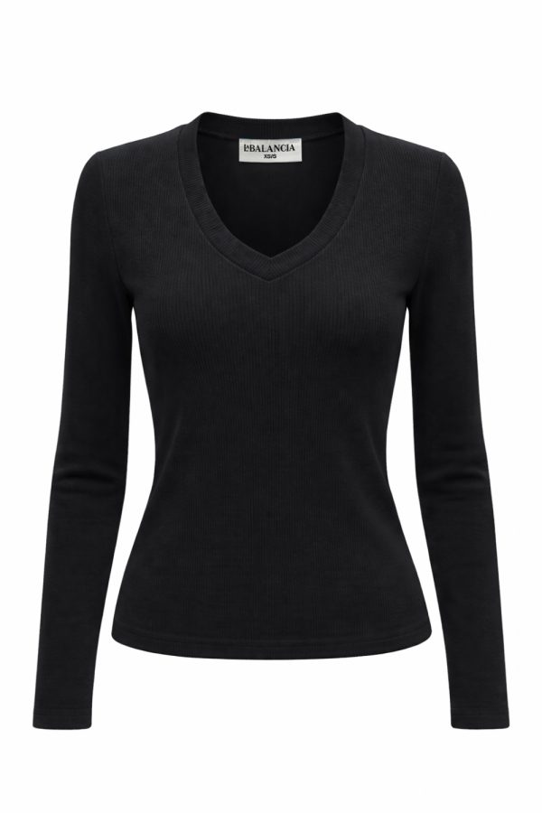 Black Blouse in Women`s Blouses, Tunics with Cotton and Spandex