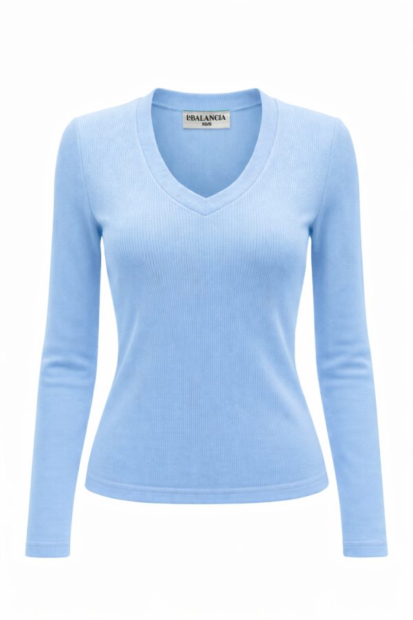 Blue Blouse in Women`s Blouses, Tunics with Cotton and Spandex