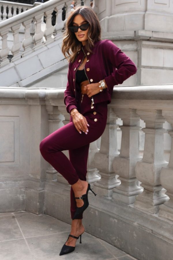 Red Set in Pants, Trousers, Shorts with Spandex and Viscose