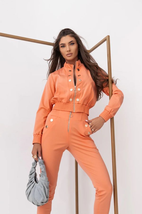 Orange Set in Pants, Trousers, Shorts with Spandex and Viscose
