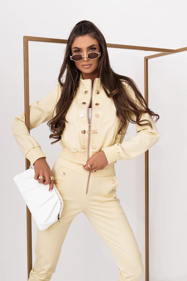 Yellow Set in Pants, Trousers, Shorts with Spandex and Viscose