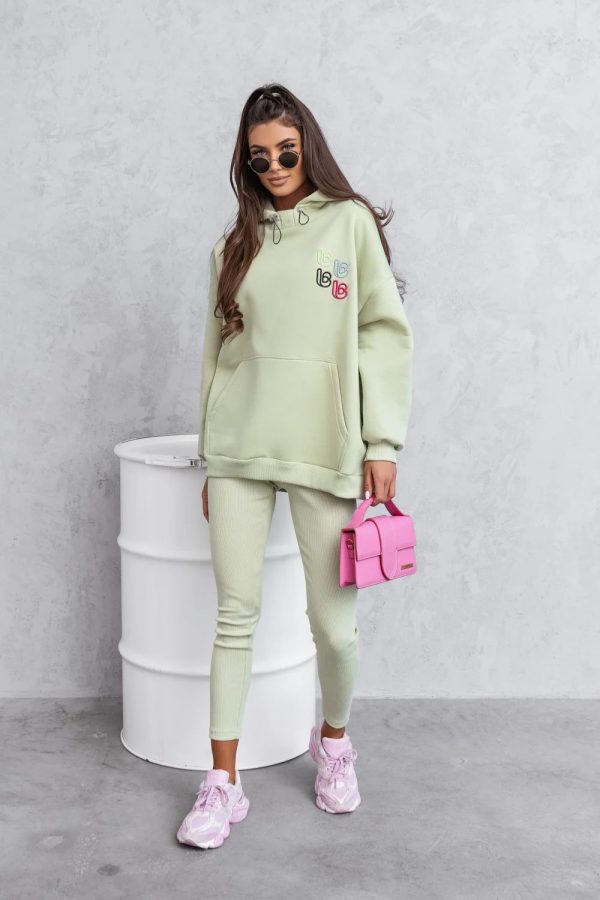 Green Set in Pants, Trousers, Shorts with Cotton and Spandex