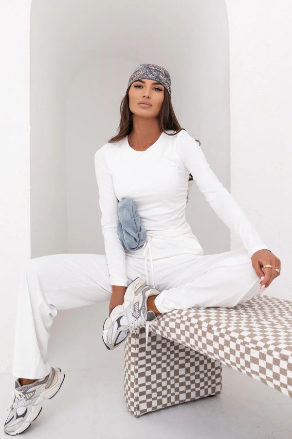 Beige Set in Pants, Trousers, Shorts with Spandex and Viscose
