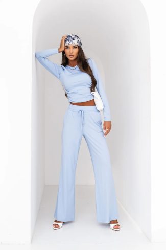 Blue Set in Pants, Trousers, Shorts with Spandex and Viscose