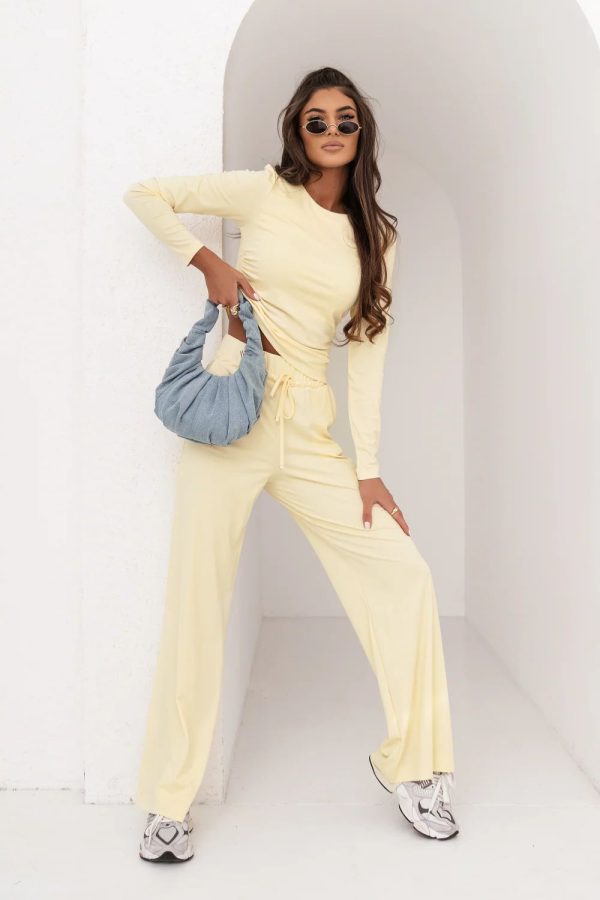 Yellow Set in Pants, Trousers, Shorts with Spandex and Viscose