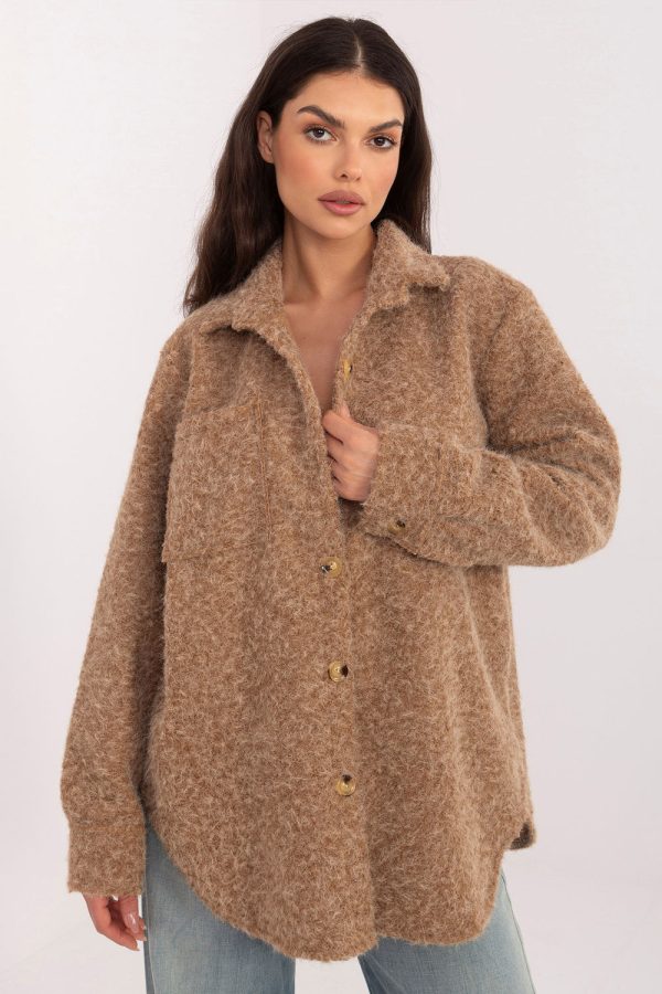 Brown Jacket in Women`s Coats, Jackets with Spandex, Polyester and Viscose