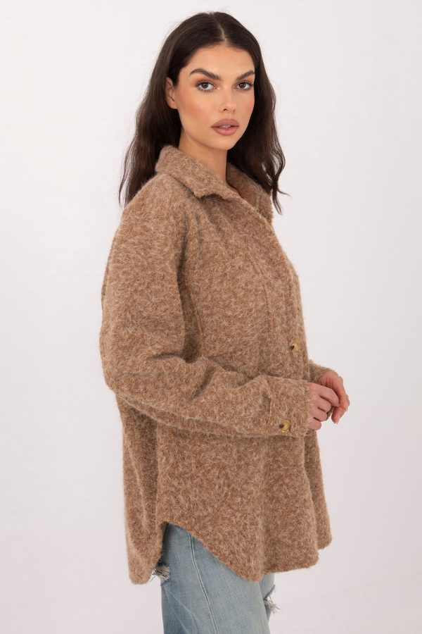 Brown Jacket in Women`s Coats, Jackets with Spandex, Polyester and Viscose