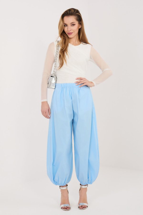 Blue Women's Pants in Pants, Trousers, Shorts with Cotton, Spandex and Polyamide