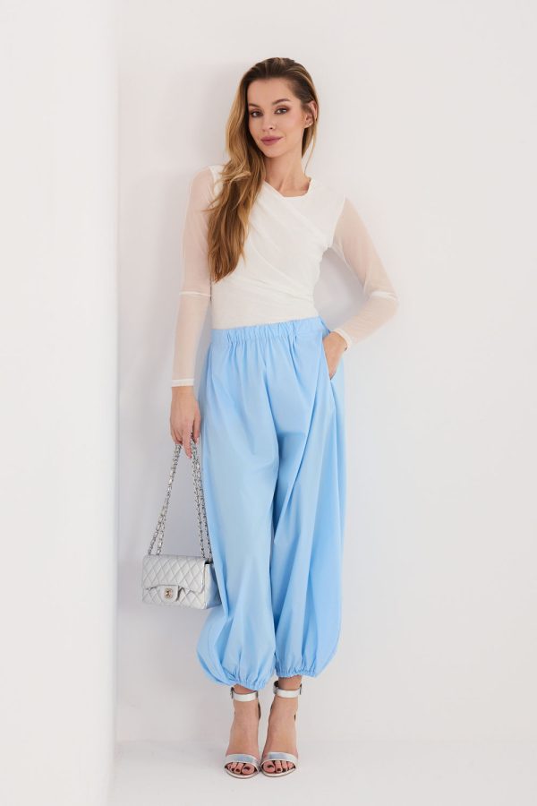Blue Women's Pants in Pants, Trousers, Shorts with Cotton, Spandex and Polyamide