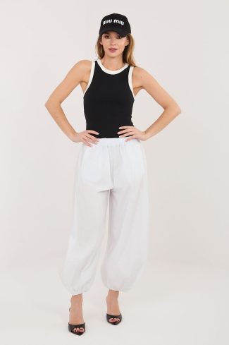 White Women's Pants in Pants, Trousers, Shorts with Cotton, Spandex and Polyamide