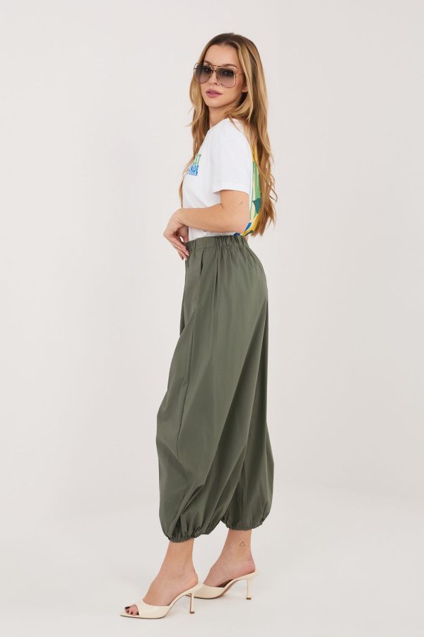 Green Women Trousers in Pants, Trousers, Shorts with Cotton, Spandex and Polyamide