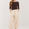 Beige Women's Pants in Pants, Trousers, Shorts with Cotton, Spandex and Polyamide