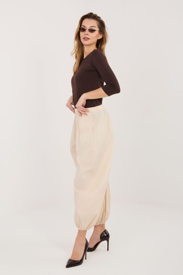 Beige Women's Pants in Pants, Trousers, Shorts with Cotton, Spandex and Polyamide
