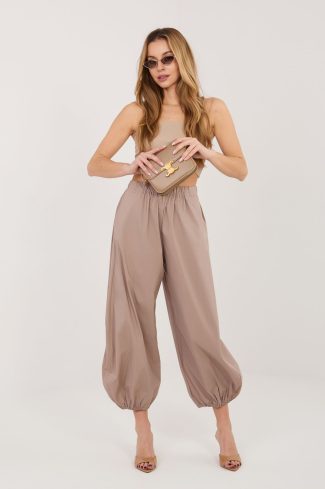 Beige Women's Pants in Pants, Trousers, Shorts with Cotton, Spandex and Polyamide