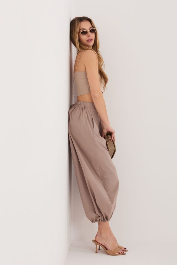 Beige Women's Pants in Pants, Trousers, Shorts with Cotton, Spandex and Polyamide