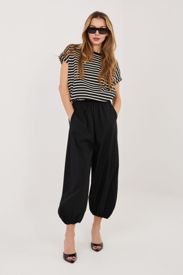 Black Women's Pants in Pants, Trousers, Shorts with Cotton, Spandex and Polyamide