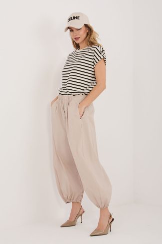 Beige Women's Pants in Pants, Trousers, Shorts with Cotton, Spandex and Polyamide