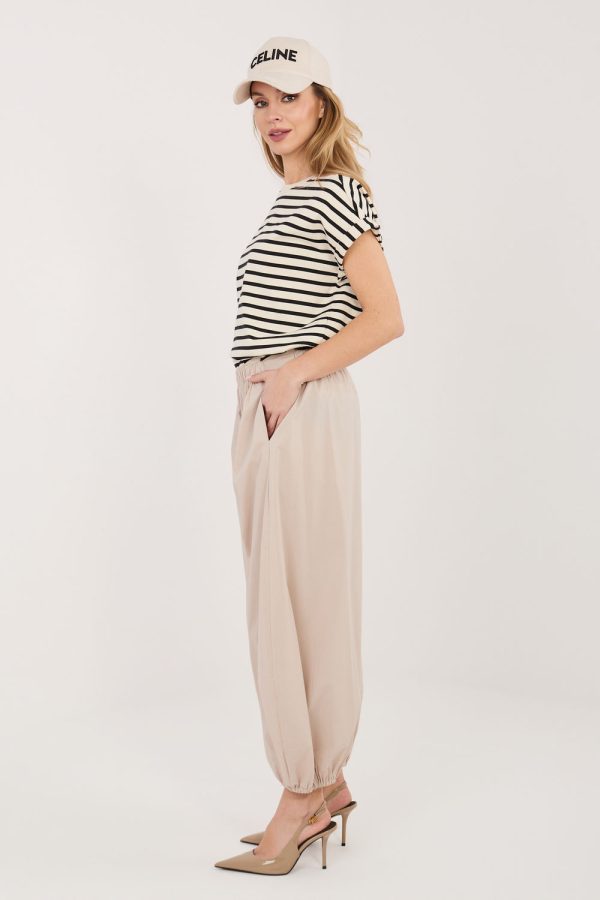 Beige Women's Pants in Pants, Trousers, Shorts with Cotton, Spandex and Polyamide
