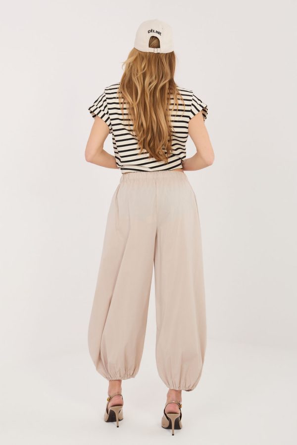 Beige Women's Pants in Pants, Trousers, Shorts with Cotton, Spandex and Polyamide