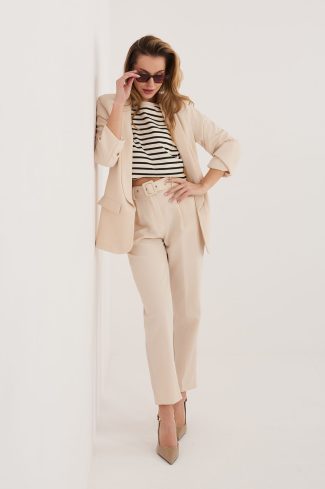 Beige Set in Pants, Trousers, Shorts with Spandex and Polyamide