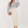 Beige Skirt in Skirts with Cotton, Spandex and Nylon