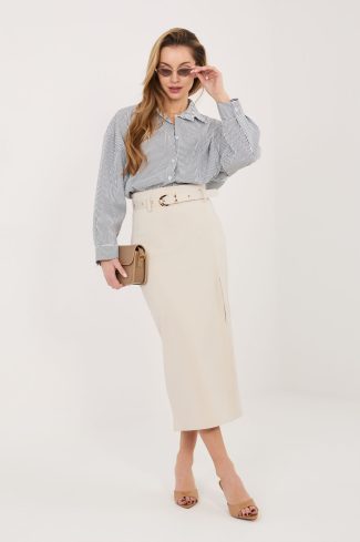 Beige Skirt in Skirts with Cotton, Spandex and Nylon