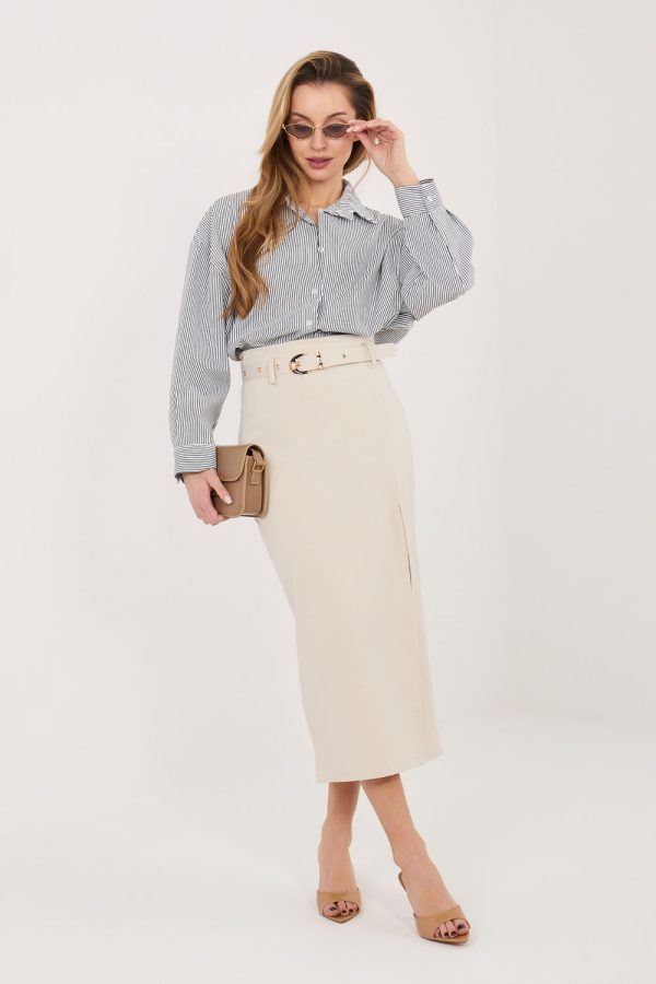 Beige Skirt in Skirts with Cotton, Spandex and Nylon