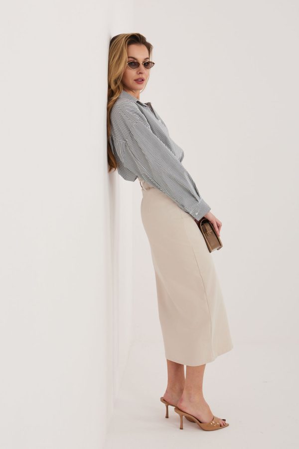 Beige Skirt in Skirts with Cotton, Spandex and Nylon