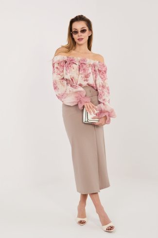 Beige Skirt in Skirts with Cotton, Spandex and Nylon