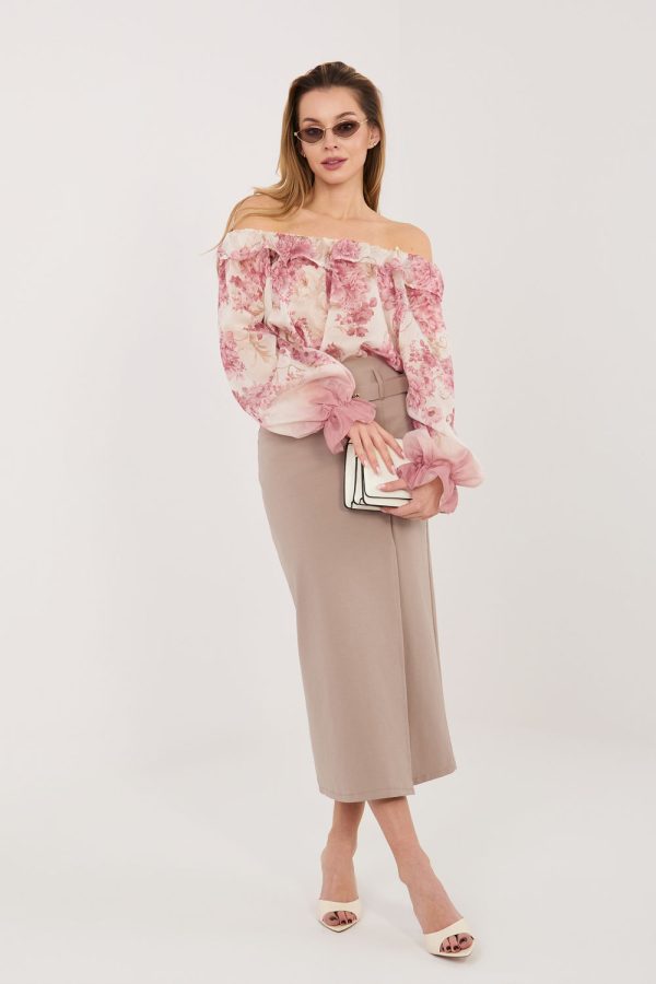 Beige Skirt in Skirts with Cotton, Spandex and Nylon