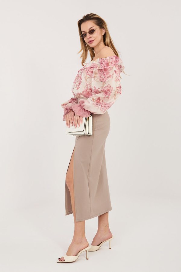 Beige Skirt in Skirts with Cotton, Spandex and Nylon